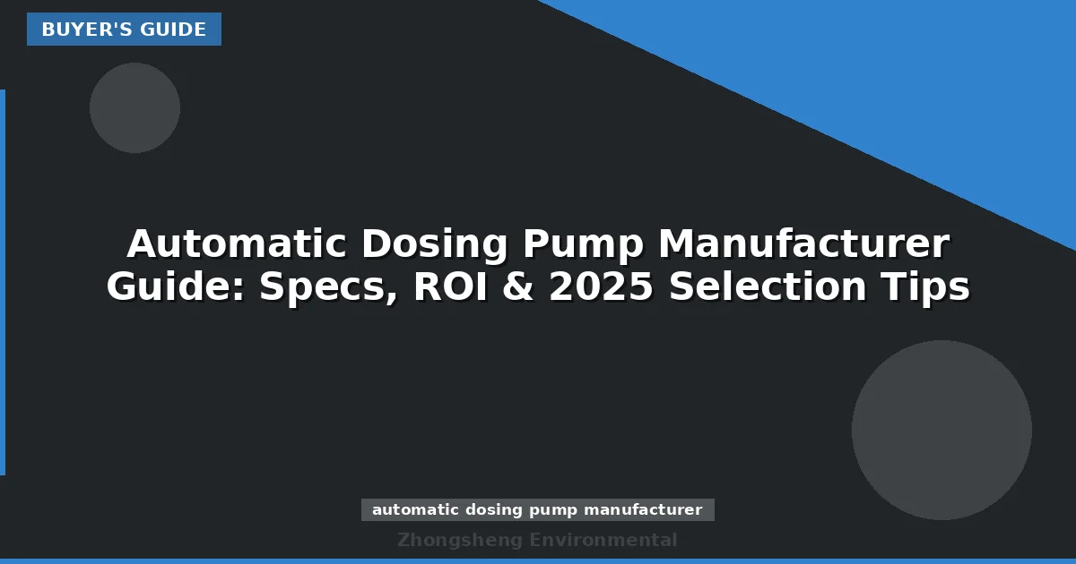 Automatic Dosing Pump Manufacturer Guide: Specs, ROI & 2025 Selection Tips
