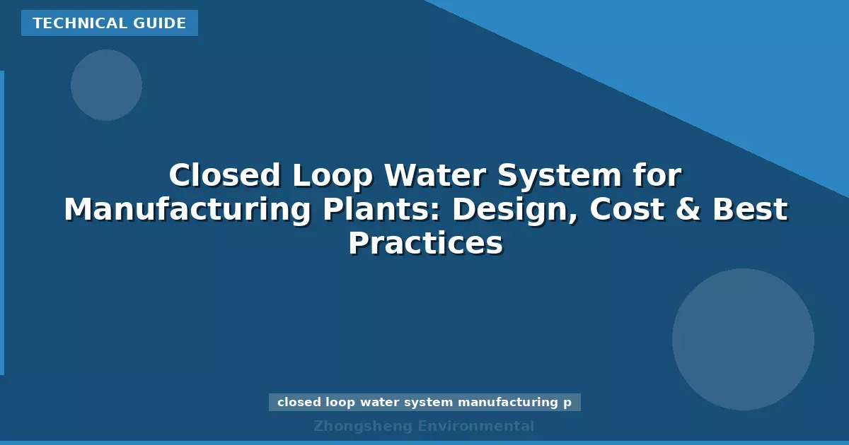 Closed Loop Water System for Manufacturing Plants: Design, Cost & Best Practices