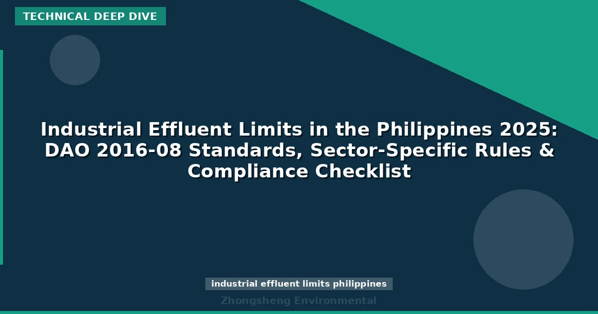 Industrial Effluent Limits in the Philippines 2025: DAO 2016-08 Standards, Sector-Specific Rules & Compliance Checklist