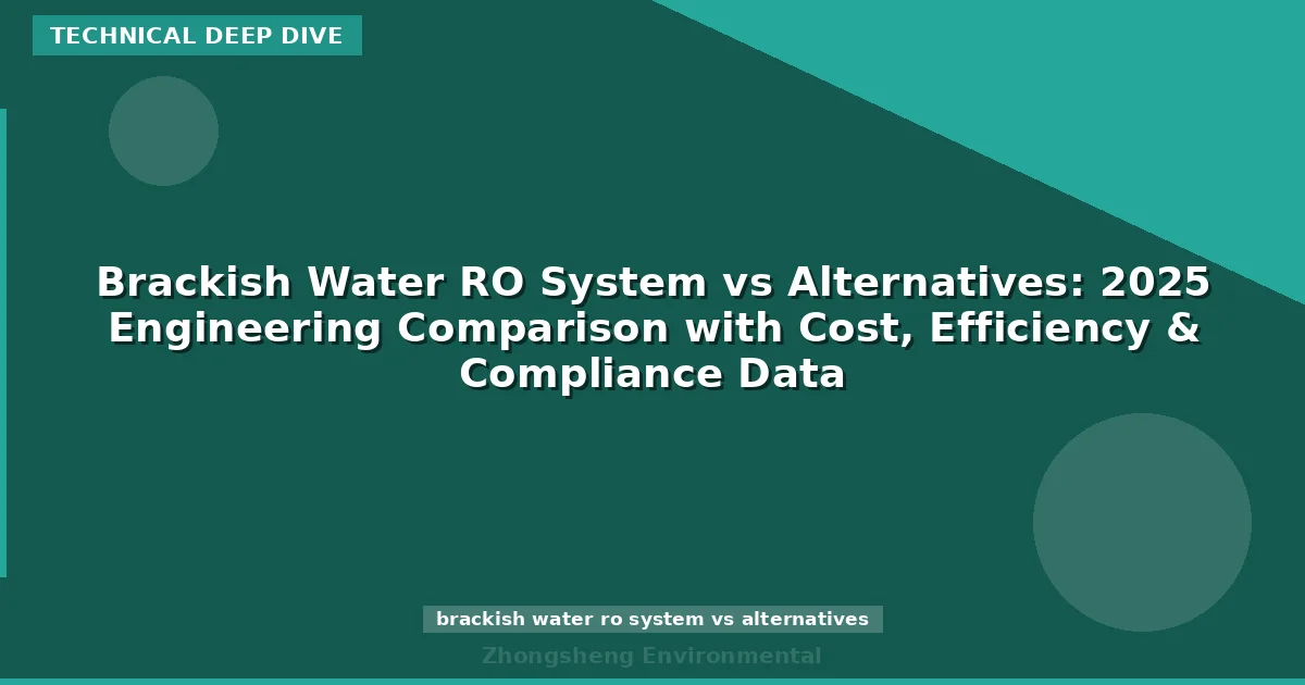 Brackish Water RO System vs Alternatives: 2025 Engineering Comparison with Cost, Efficiency & Compliance Data