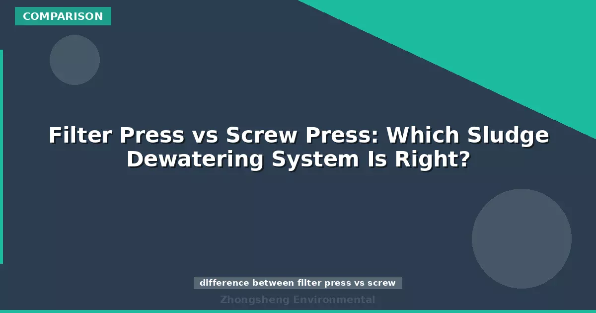 Filter Press vs Screw Press: Which Sludge Dewatering System Is Right?