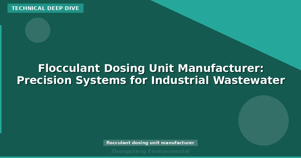 Flocculant Dosing Unit Manufacturer: Precision Systems for Industrial Wastewater