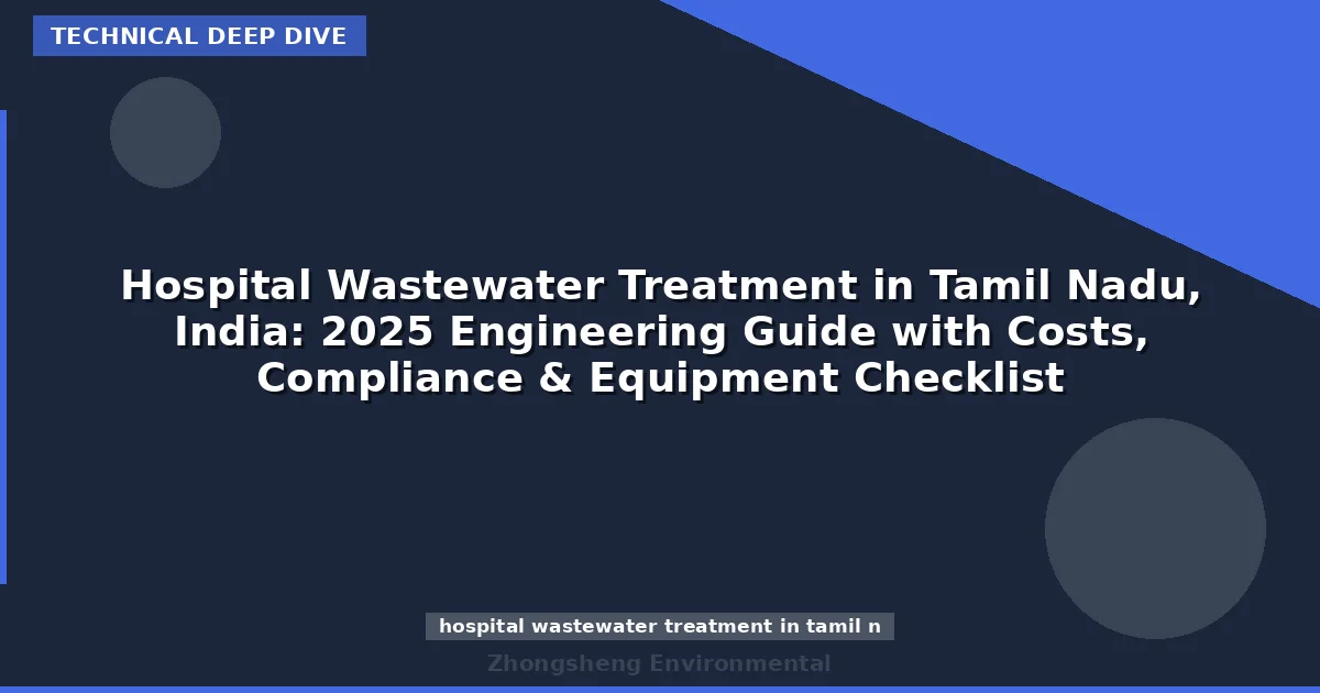 Hospital Wastewater Treatment in Tamil Nadu, India: 2025 Engineering Guide with Costs, Compliance & Equipment Checklist