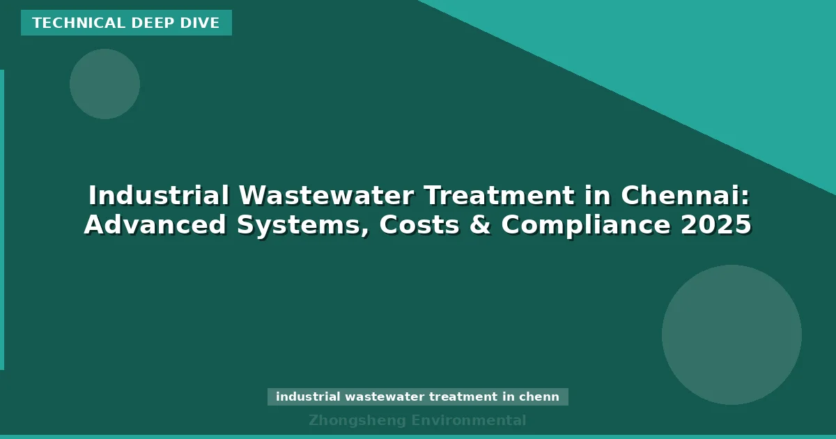 Industrial Wastewater Treatment in Chennai: Advanced Systems, Costs & Compliance 2025