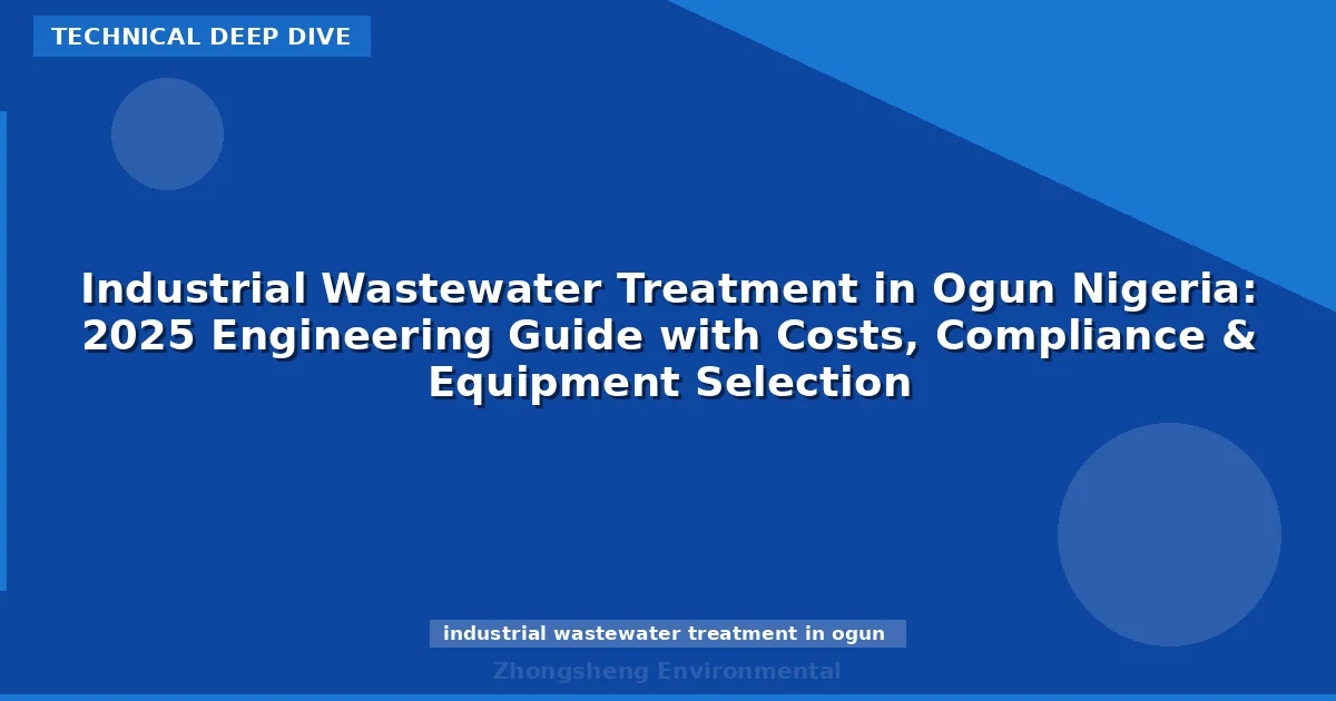 Industrial Wastewater Treatment in Ogun Nigeria: 2025 Engineering Guide with Costs, Compliance & Equipment Selection