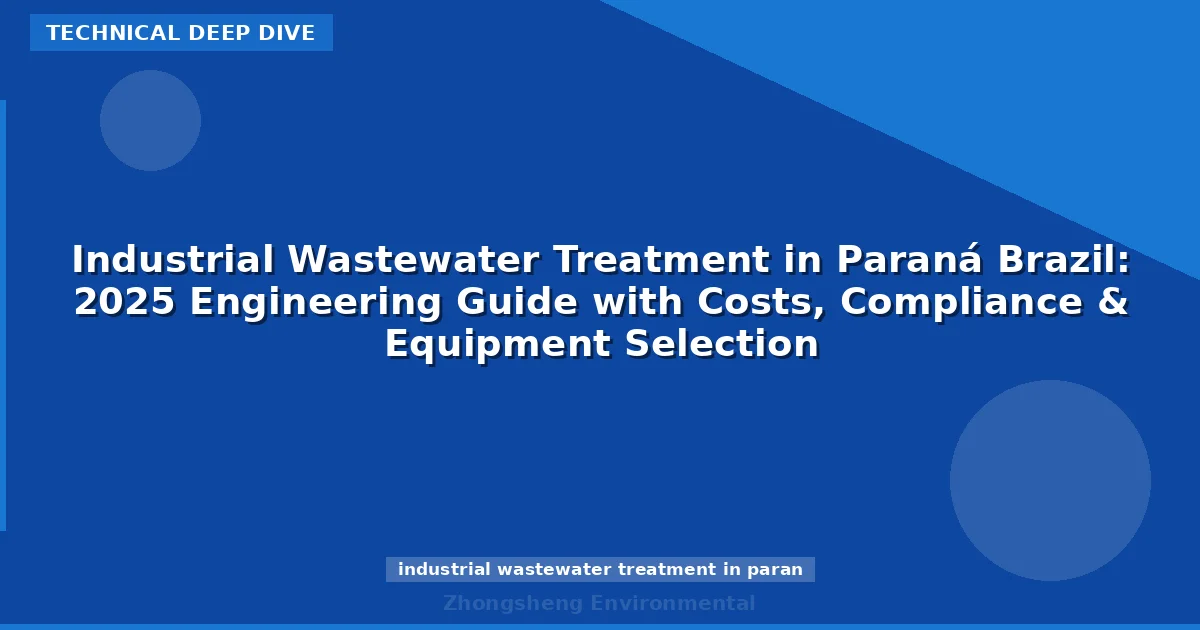 Industrial Wastewater Treatment in Paraná Brazil: 2025 Engineering Guide with Costs, Compliance & Equipment Selection