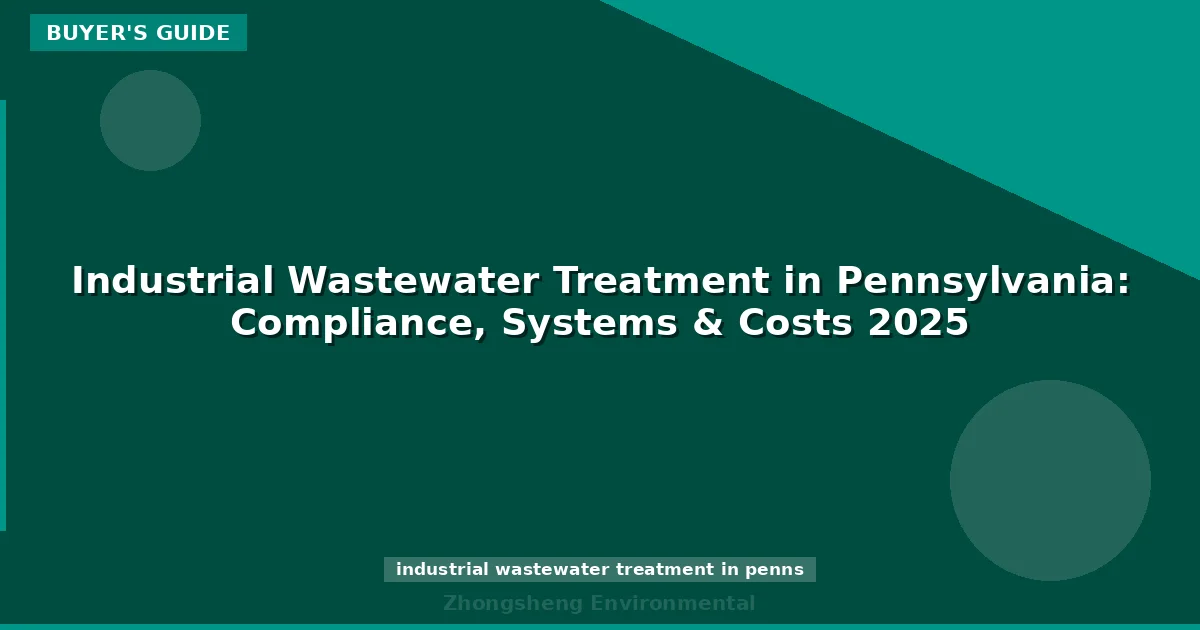 Industrial Wastewater Treatment in Pennsylvania: Compliance, Systems & Costs 2025