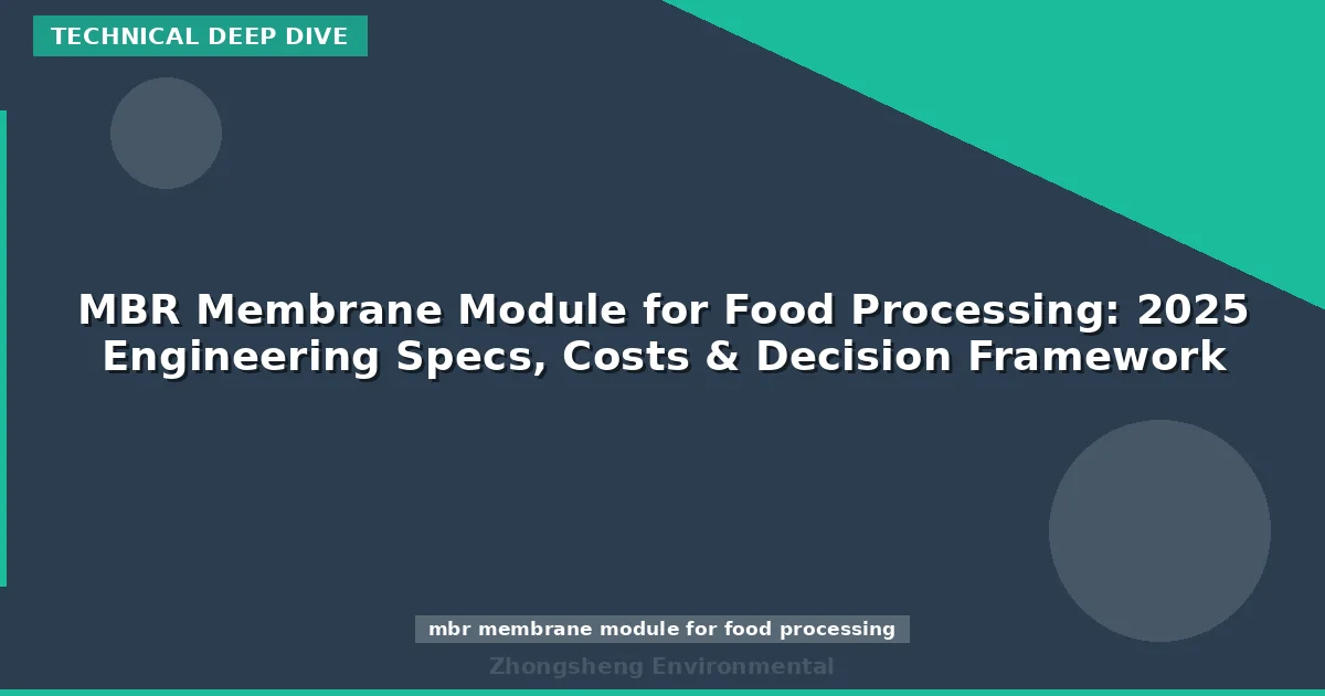 MBR Membrane Module for Food Processing: 2025 Engineering Specs, Costs & Decision Framework