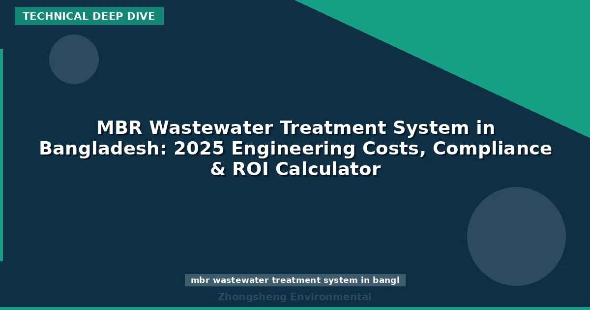 MBR Wastewater Treatment System in Bangladesh: 2025 Engineering Costs, Compliance & ROI Calculator