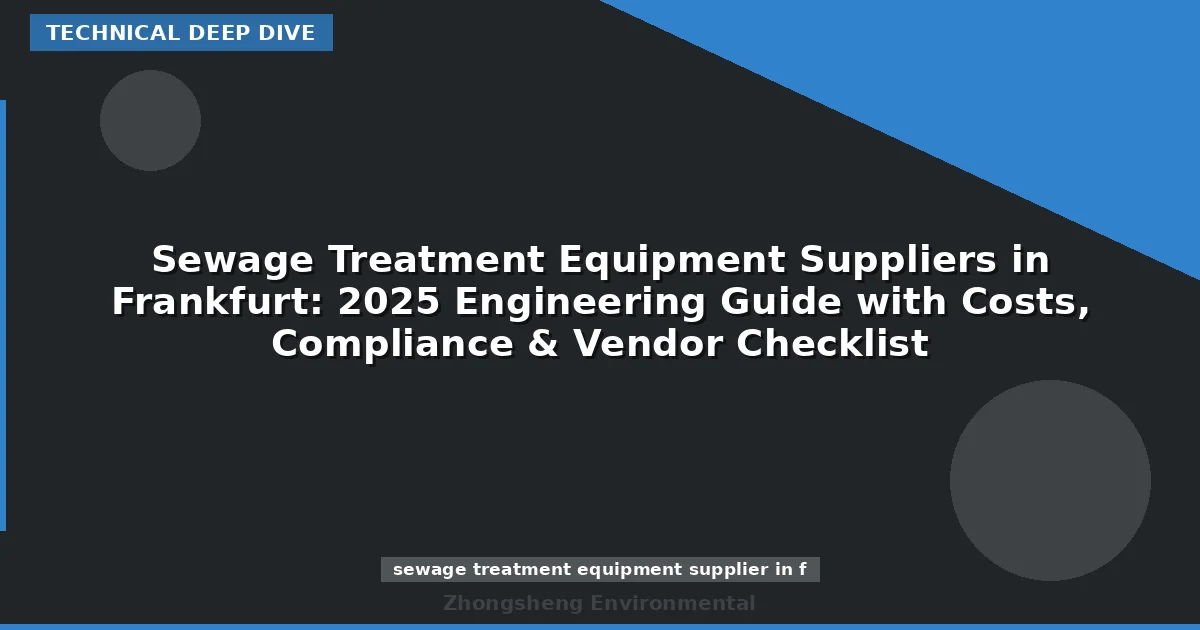 Sewage Treatment Equipment Suppliers in Frankfurt: 2025 Engineering Guide with Costs, Compliance & Vendor Checklist