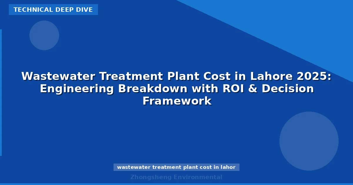 Wastewater Treatment Plant Cost in Lahore 2025: Engineering Breakdown with ROI & Decision Framework