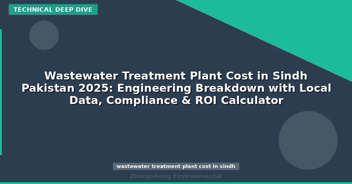 Wastewater Treatment Plant Cost in Sindh Pakistan 2025: Engineering Breakdown with Local Data, Compliance & ROI Calculator