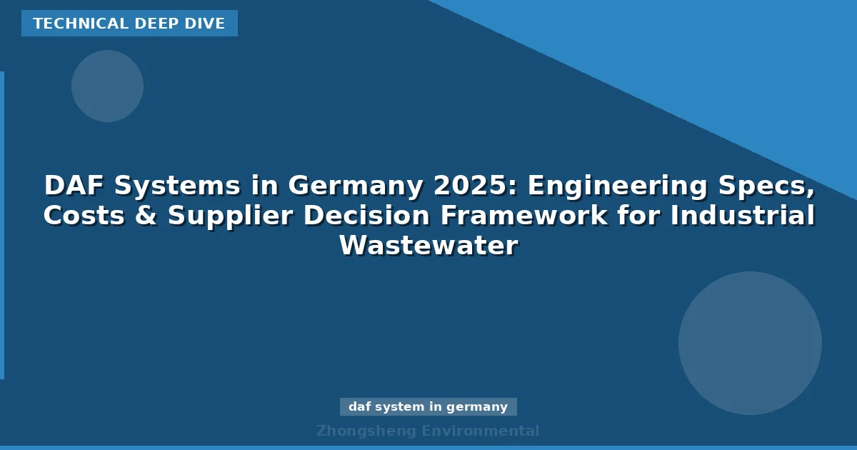DAF Systems in Germany 2025: Engineering Specs, Costs & Supplier Decision Framework for Industrial Wastewater