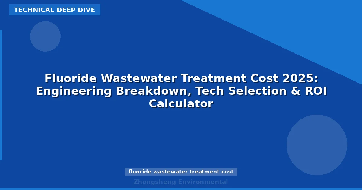Fluoride Wastewater Treatment Cost 2025: Engineering Breakdown, Tech Selection & ROI Calculator