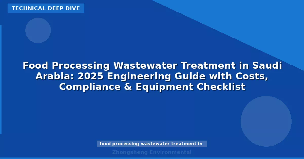 Food Processing Wastewater Treatment in Saudi Arabia: 2025 Engineering Guide with Costs, Compliance & Equipment Checklist