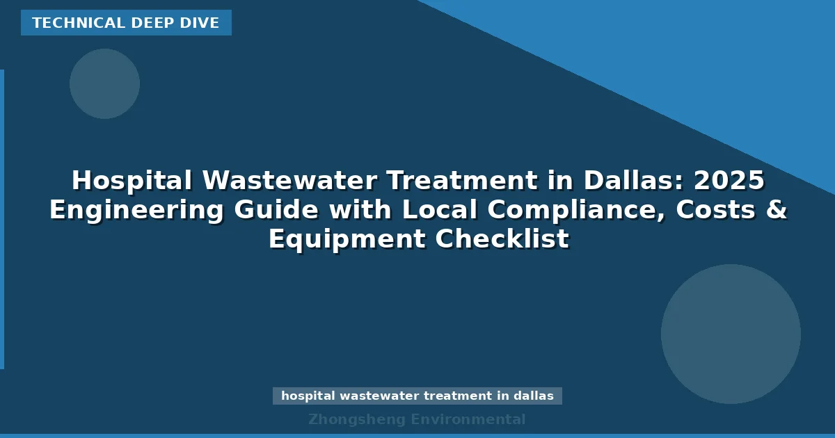 Hospital Wastewater Treatment in Dallas: 2025 Engineering Guide with Local Compliance, Costs & Equipment Checklist
