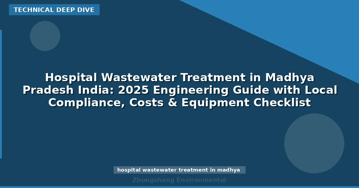 Hospital Wastewater Treatment in Madhya Pradesh India: 2025 Engineering Guide with Local Compliance, Costs & Equipment Checklist