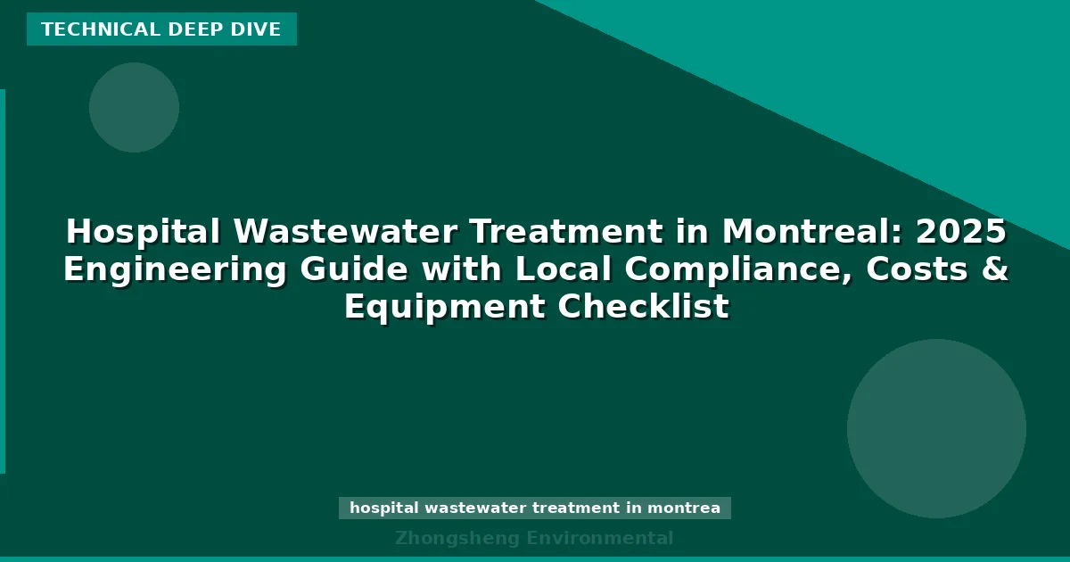 Hospital Wastewater Treatment in Montreal: 2025 Engineering Guide with Local Compliance, Costs & Equipment Checklist