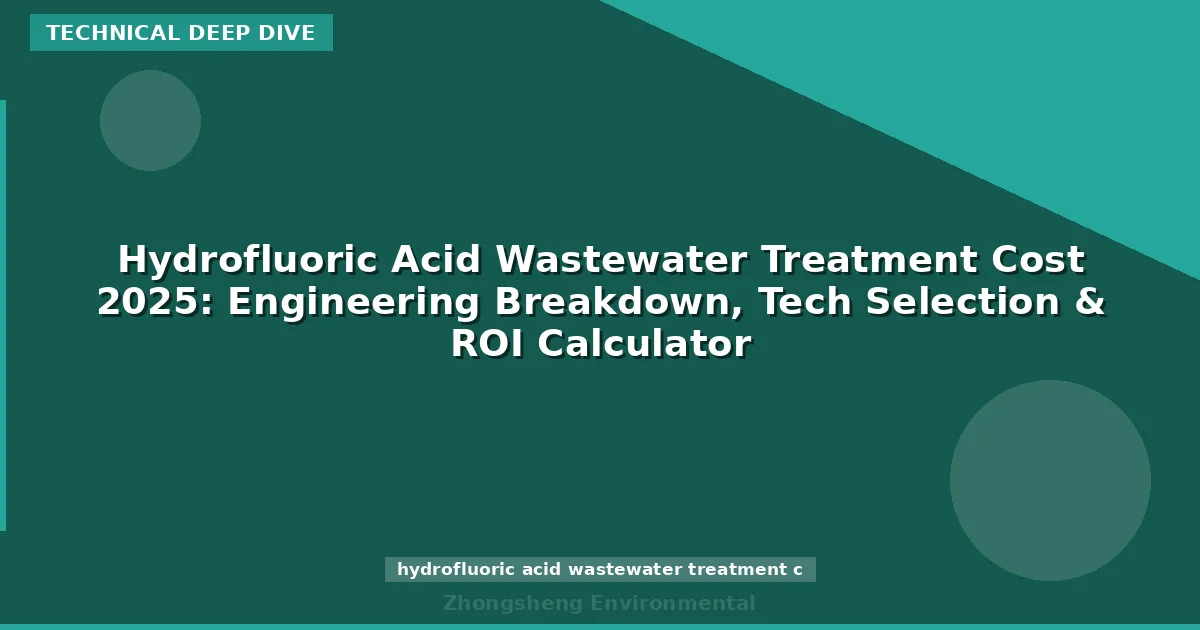 Hydrofluoric Acid Wastewater Treatment Cost 2025: Engineering Breakdown, Tech Selection & ROI Calculator