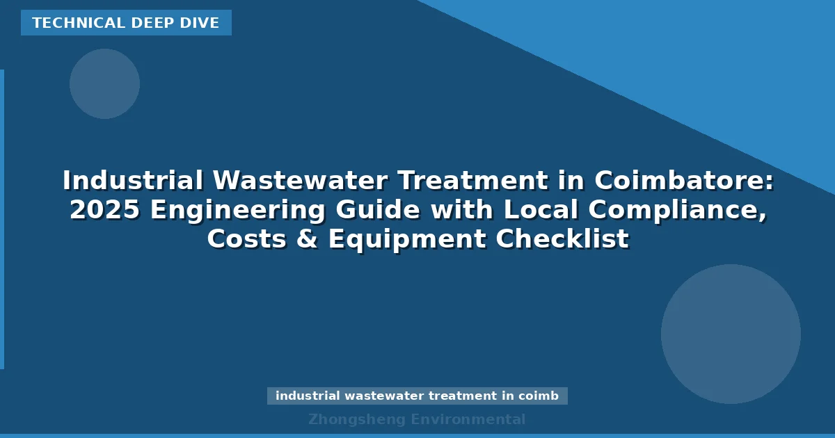 Industrial Wastewater Treatment in Coimbatore: 2025 Engineering Guide with Local Compliance, Costs & Equipment Checklist