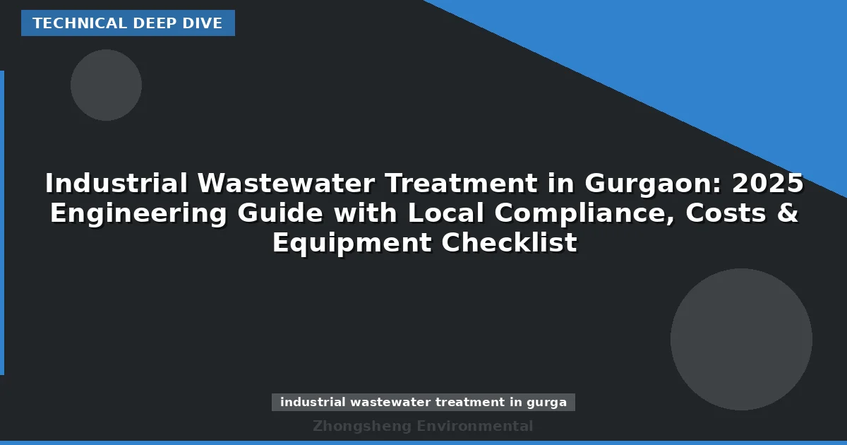 Industrial Wastewater Treatment in Gurgaon: 2025 Engineering Guide with Local Compliance, Costs & Equipment Checklist