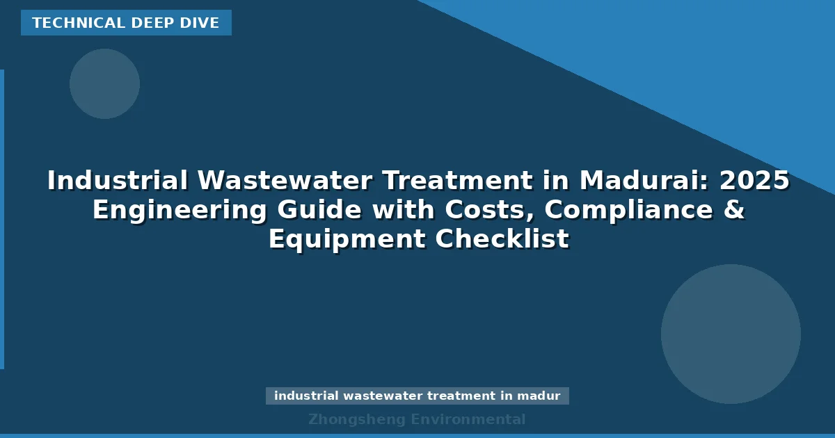 Industrial Wastewater Treatment in Madurai: 2025 Engineering Guide with Costs, Compliance & Equipment Checklist