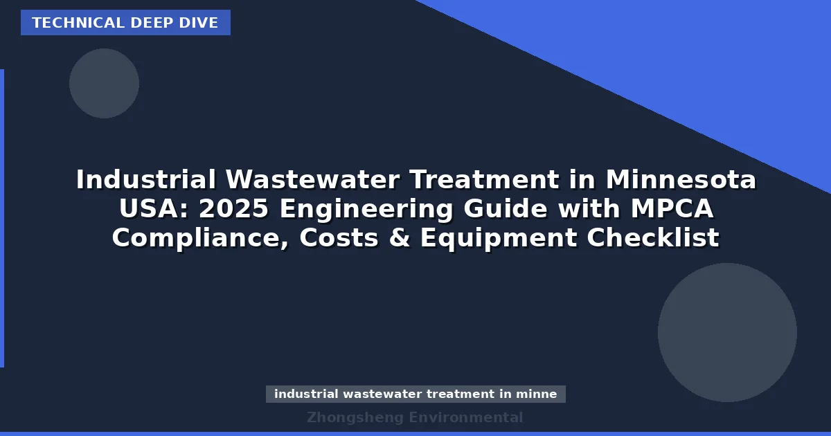 Industrial Wastewater Treatment in Minnesota USA: 2025 Engineering Guide with MPCA Compliance, Costs & Equipment Checklist