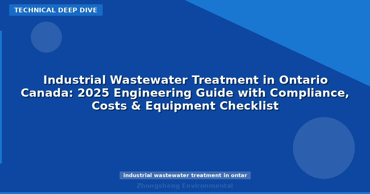 Industrial Wastewater Treatment in Ontario Canada: 2025 Engineering Guide with Compliance, Costs & Equipment Checklist