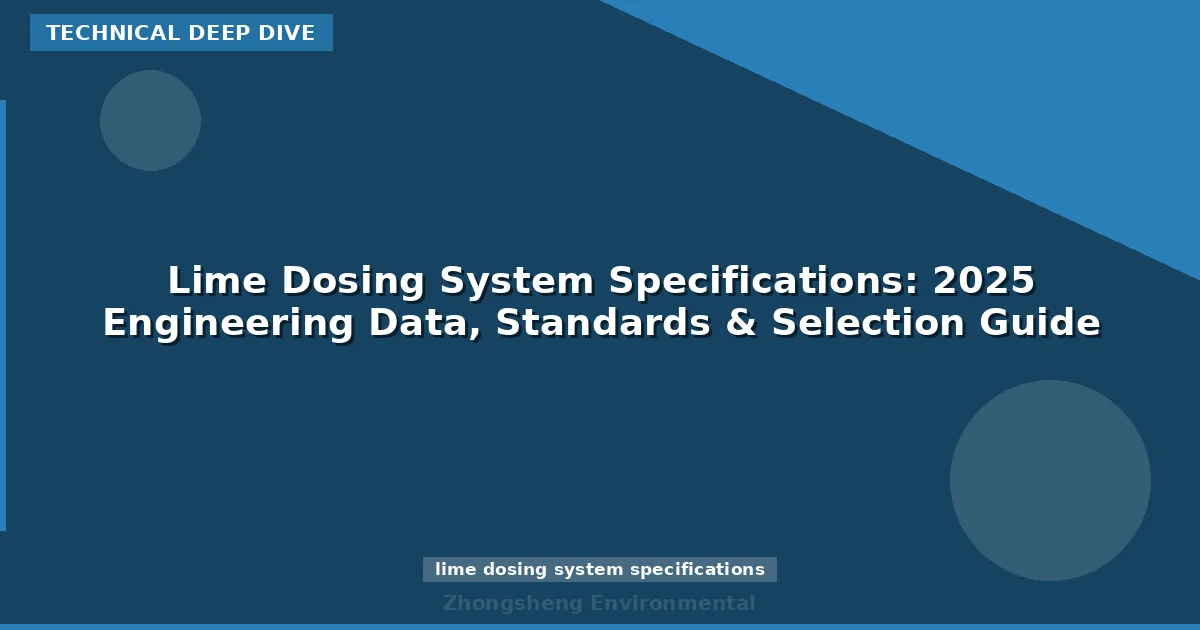 Lime Dosing System Specifications: 2025 Engineering Data, Standards & Selection Guide