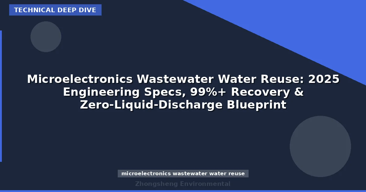 Microelectronics Wastewater Water Reuse: 2025 Engineering Specs, 99%+ Recovery & Zero-Liquid-Discharge Blueprint