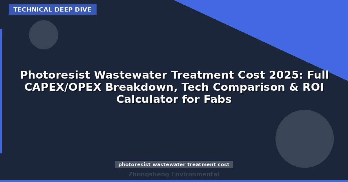 Photoresist Wastewater Treatment Cost 2025: Full CAPEX/OPEX Breakdown, Tech Comparison & ROI Calculator for Fabs