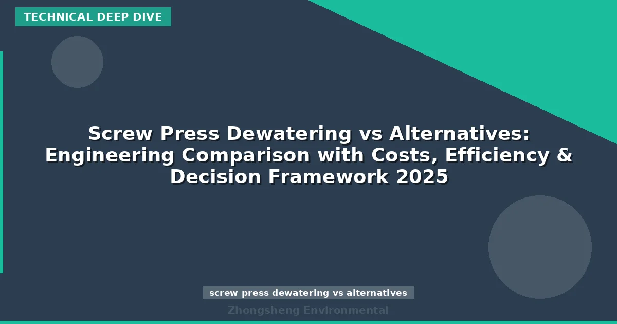 Screw Press Dewatering vs Alternatives: Engineering Comparison with Costs, Efficiency & Decision Framework 2025