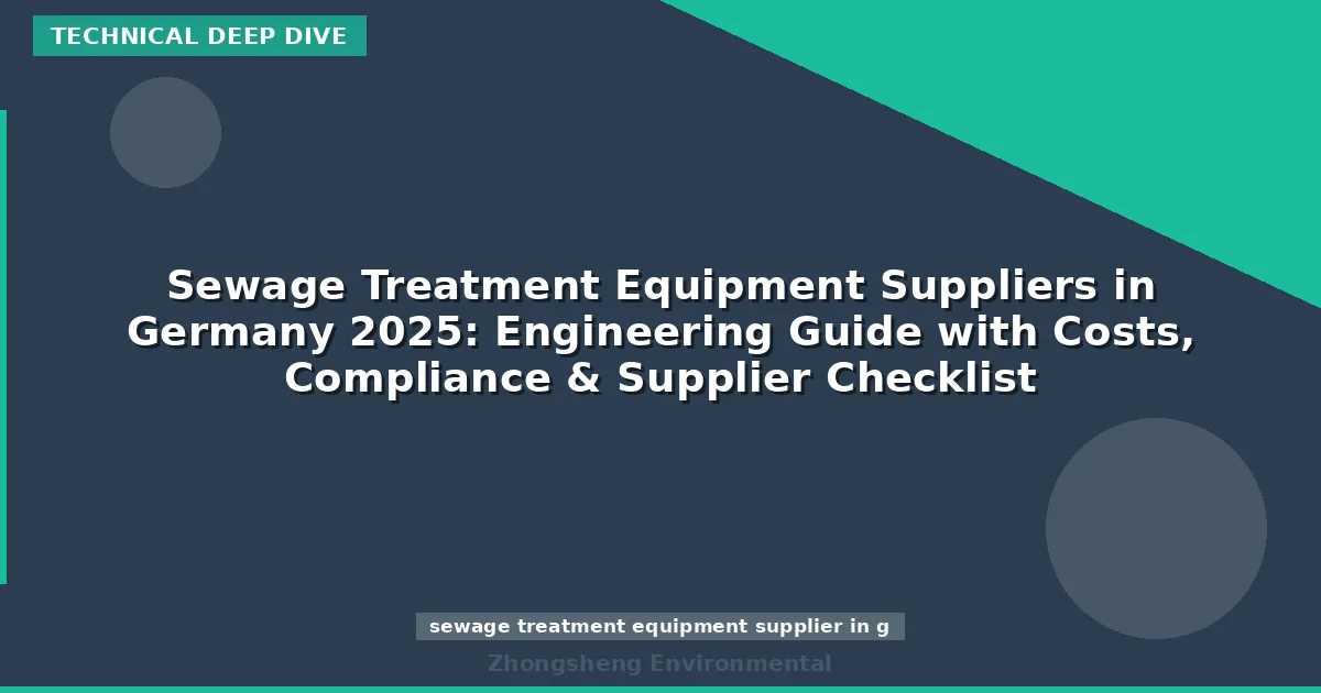 Sewage Treatment Equipment Suppliers in Germany 2025: Engineering Guide with Costs, Compliance & Supplier Checklist