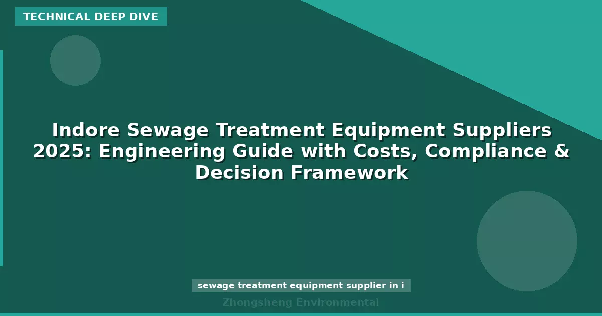 Indore Sewage Treatment Equipment Suppliers 2025: Engineering Guide with Costs, Compliance & Decision Framework