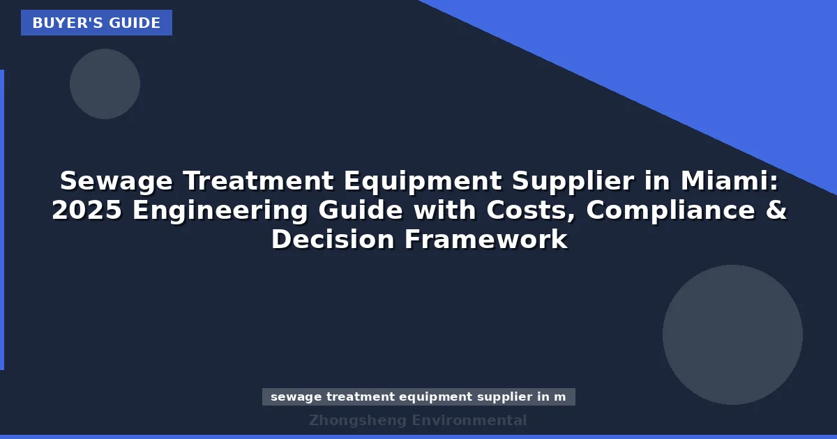 Sewage Treatment Equipment Supplier in Miami: 2025 Engineering Guide with Costs, Compliance & Decision Framework