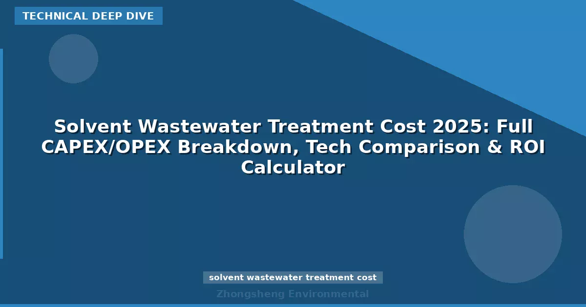 Solvent Wastewater Treatment Cost 2025: Full CAPEX/OPEX Breakdown, Tech Comparison & ROI Calculator