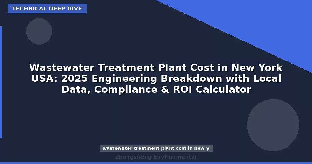 Wastewater Treatment Plant Cost in New York USA: 2025 Engineering Breakdown with Local Data, Compliance & ROI Calculator