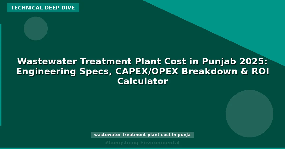 Wastewater Treatment Plant Cost in Punjab 2025: Engineering Specs, CAPEX/OPEX Breakdown & ROI Calculator