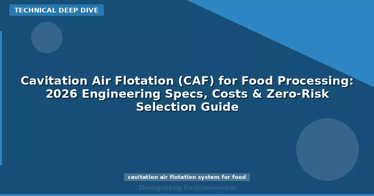 Cavitation Air Flotation (CAF) for Food Processing: 2026 Engineering Specs, Costs & Zero-Risk Selection Guide