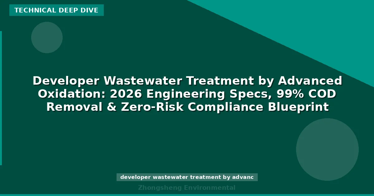 Developer Wastewater Treatment by Advanced Oxidation: 2026 Engineering Specs, 99% COD Removal & Zero-Risk Compliance Blueprint