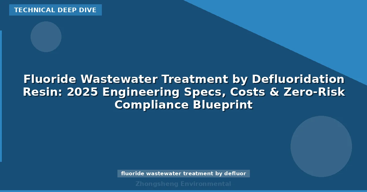 Fluoride Wastewater Treatment by Defluoridation Resin: 2025 Engineering Specs, Costs & Zero-Risk Compliance Blueprint