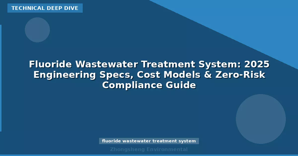 Fluoride Wastewater Treatment System: 2025 Engineering Specs, Cost Models & Zero-Risk Compliance Guide