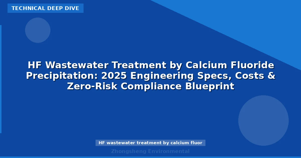HF Wastewater Treatment by Calcium Fluoride Precipitation: 2025 Engineering Specs, Costs & Zero-Risk Compliance Blueprint