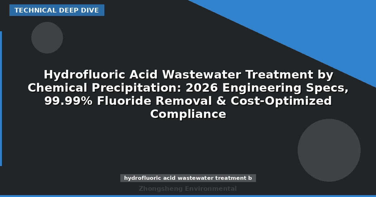 Hydrofluoric Acid Wastewater Treatment by Chemical Precipitation: 2026 Engineering Specs, 99.99% Fluoride Removal & Cost-Optimized Compliance