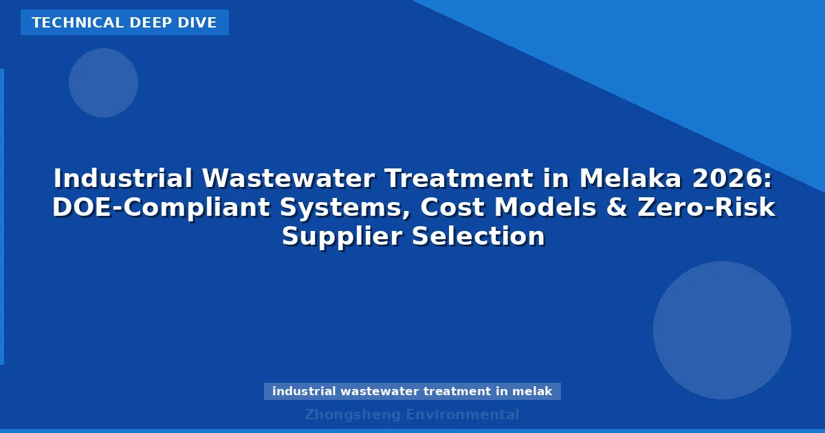Industrial Wastewater Treatment in Melaka 2026: DOE-Compliant Systems, Cost Models & Zero-Risk Supplier Selection