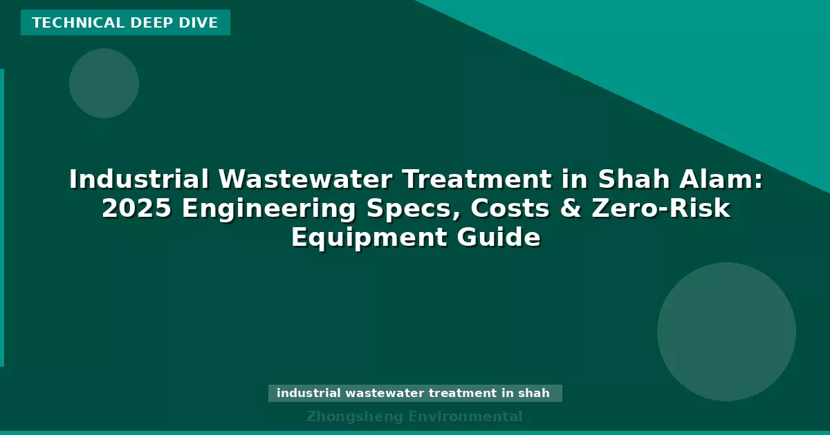 Industrial Wastewater Treatment in Shah Alam: 2025 Engineering Specs, Costs & Zero-Risk Equipment Guide