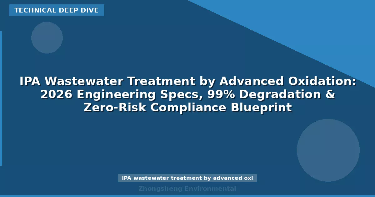 IPA Wastewater Treatment by Advanced Oxidation: 2026 Engineering Specs, 99% Degradation & Zero-Risk Compliance Blueprint