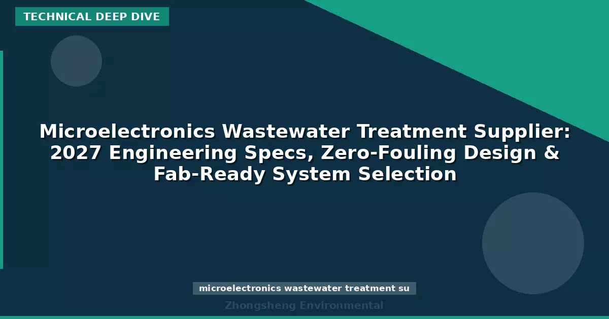 Microelectronics Wastewater Treatment Supplier: 2027 Engineering Specs, Zero-Fouling Design & Fab-Ready System Selection