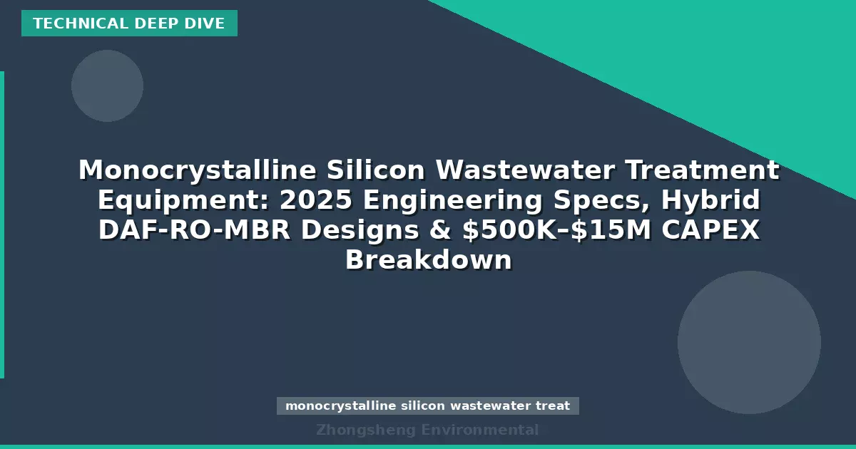 Monocrystalline Silicon Wastewater Treatment Equipment: 2025 Engineering Specs, Hybrid DAF-RO-MBR Designs & $500K–$15M CAPEX Breakdown