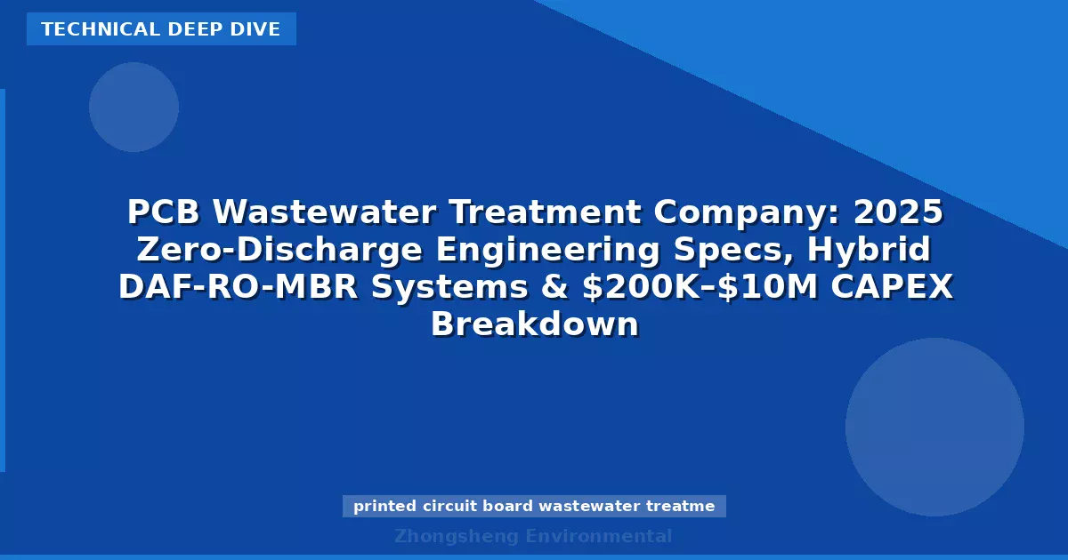 PCB Wastewater Treatment Company: 2025 Zero-Discharge Engineering Specs, Hybrid DAF-RO-MBR Systems & $200K–$10M CAPEX Breakdown